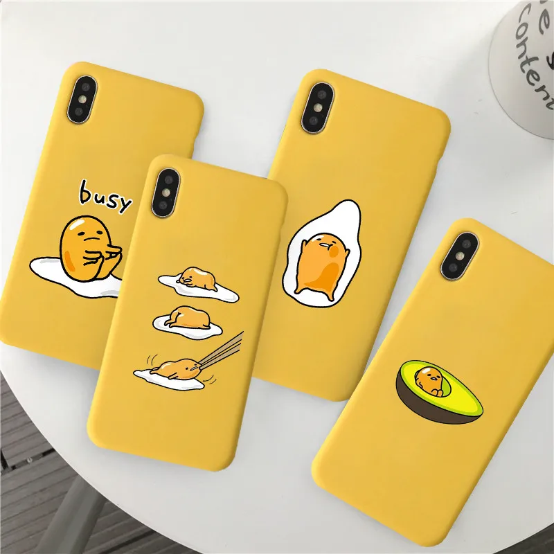 Novelty Yellow Soft Silicone Back Cover Kawaii Gudetama Lazy Egg iPhone Case