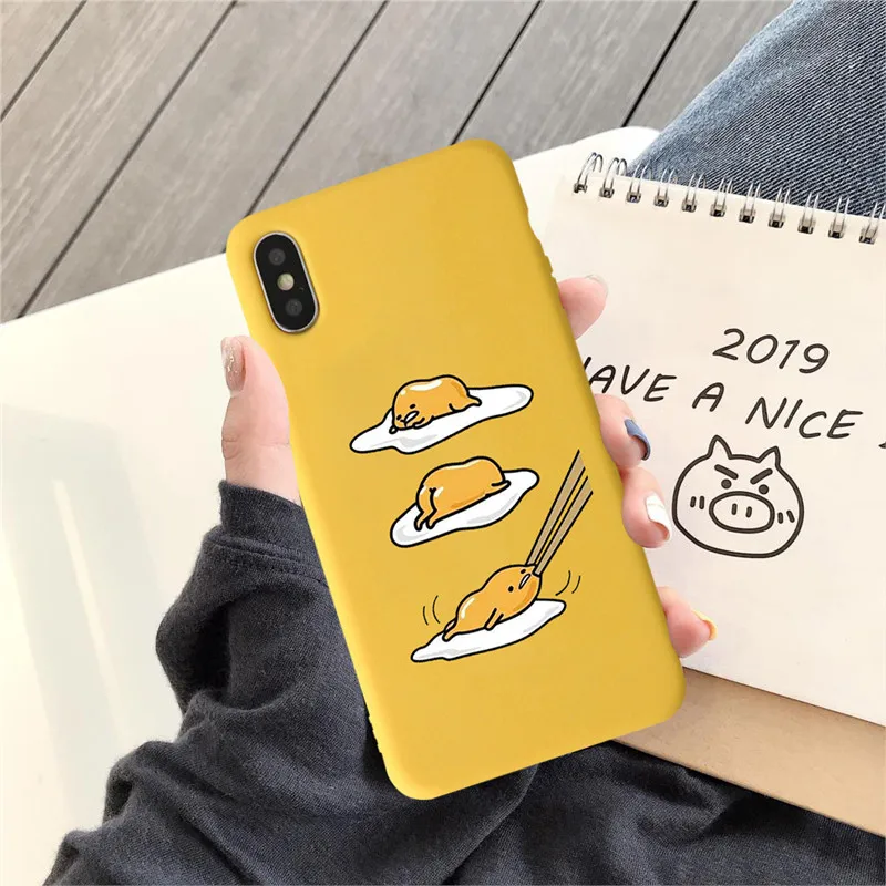 Novelty Yellow Soft Silicone Back Cover Kawaii Gudetama Lazy Egg iPhone Case