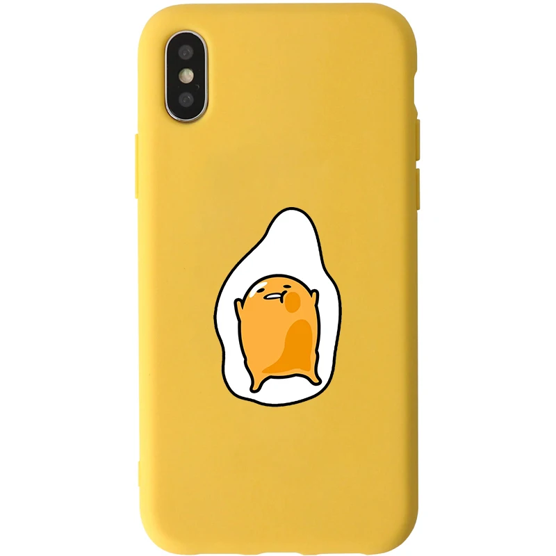 Novelty Yellow Soft Silicone Back Cover Kawaii Gudetama Lazy Egg iPhone Case