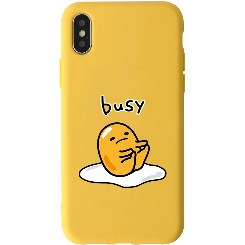 Novelty Yellow Soft Silicone Back Cover Kawaii Gudetama Lazy Egg iPhone Case