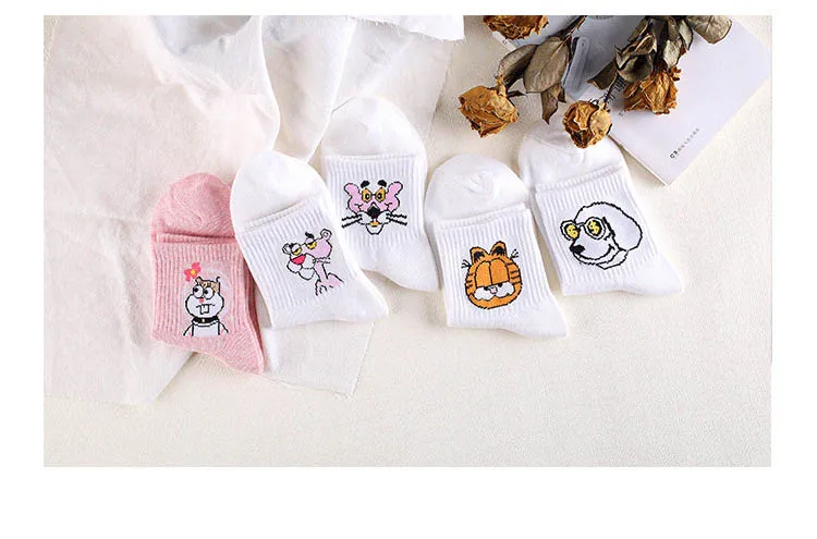 Kawaii Harajuku Socks Pink Panther Dog Gudatema