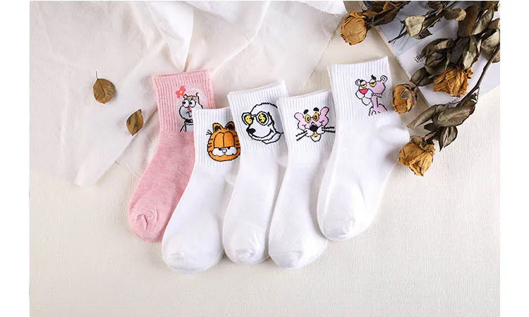 Kawaii Harajuku Socks Pink Panther Dog Gudatema