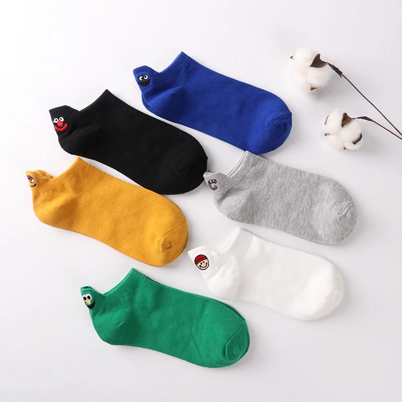 4 Pairs Kawaii Cotton Embroidered Expression Fashion Ankle Emoji Socks 4 Pairs Kawaii Cotton Embroidered Expression Fashion Ankle Emoji Socks