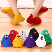 4 Pairs Kawaii Cotton Embroidered Expression Fashion Ankle Emoji Socks 4 Pairs Kawaii Cotton Embroidered Expression Fashion Ankle Emoji Socks