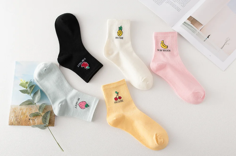 Kawaii Fruit Patterned Cotton Socks