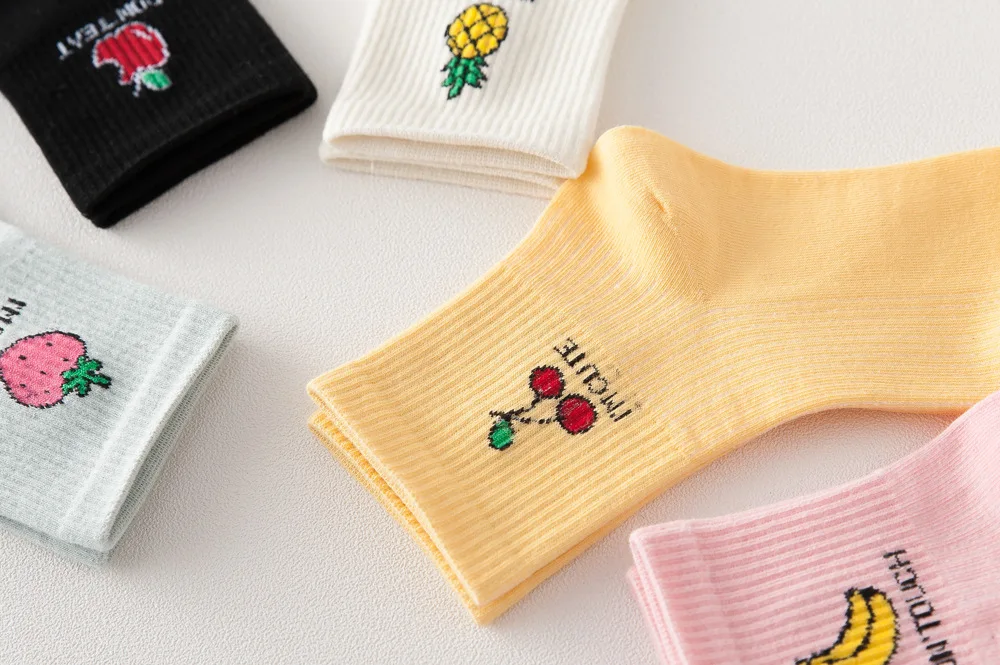 Kawaii Fruit Patterned Cotton Socks