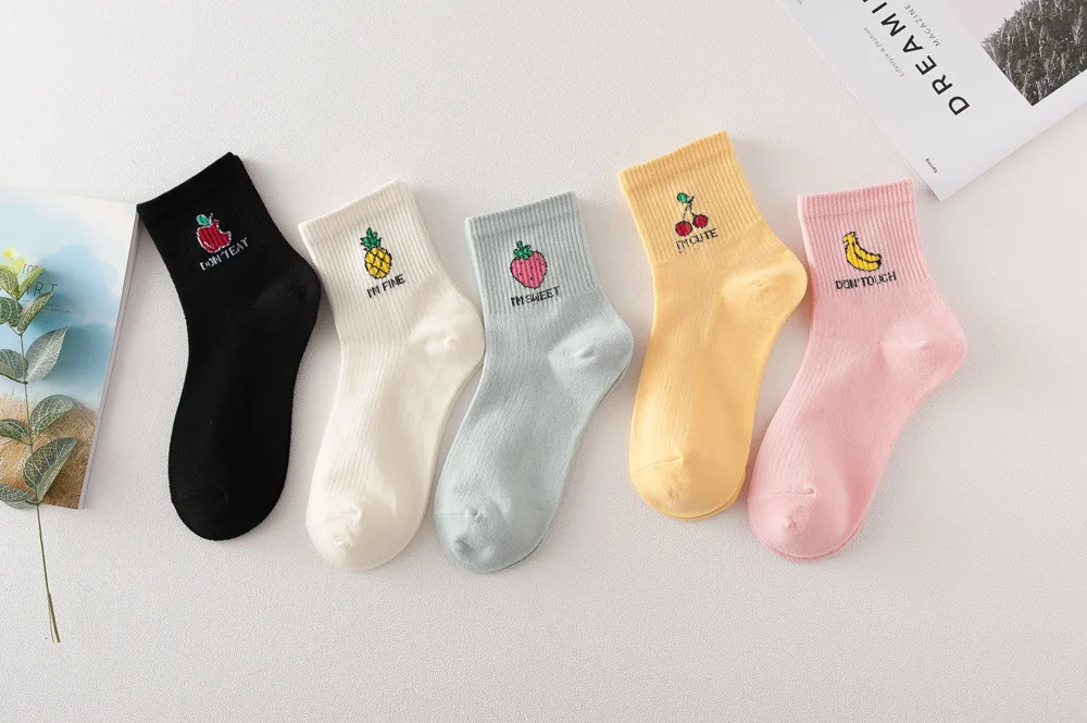 Kawaii Fruit Patterned Cotton Socks