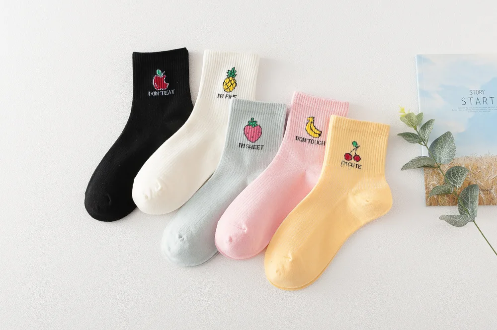 Kawaii Fruit Patterned Cotton Socks