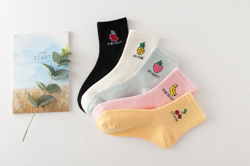 Kawaii Fruit Patterned Cotton Socks