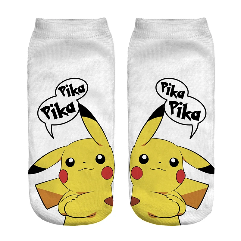Kawaii Pokemon Pikachu Cartoon Printed Short Socks