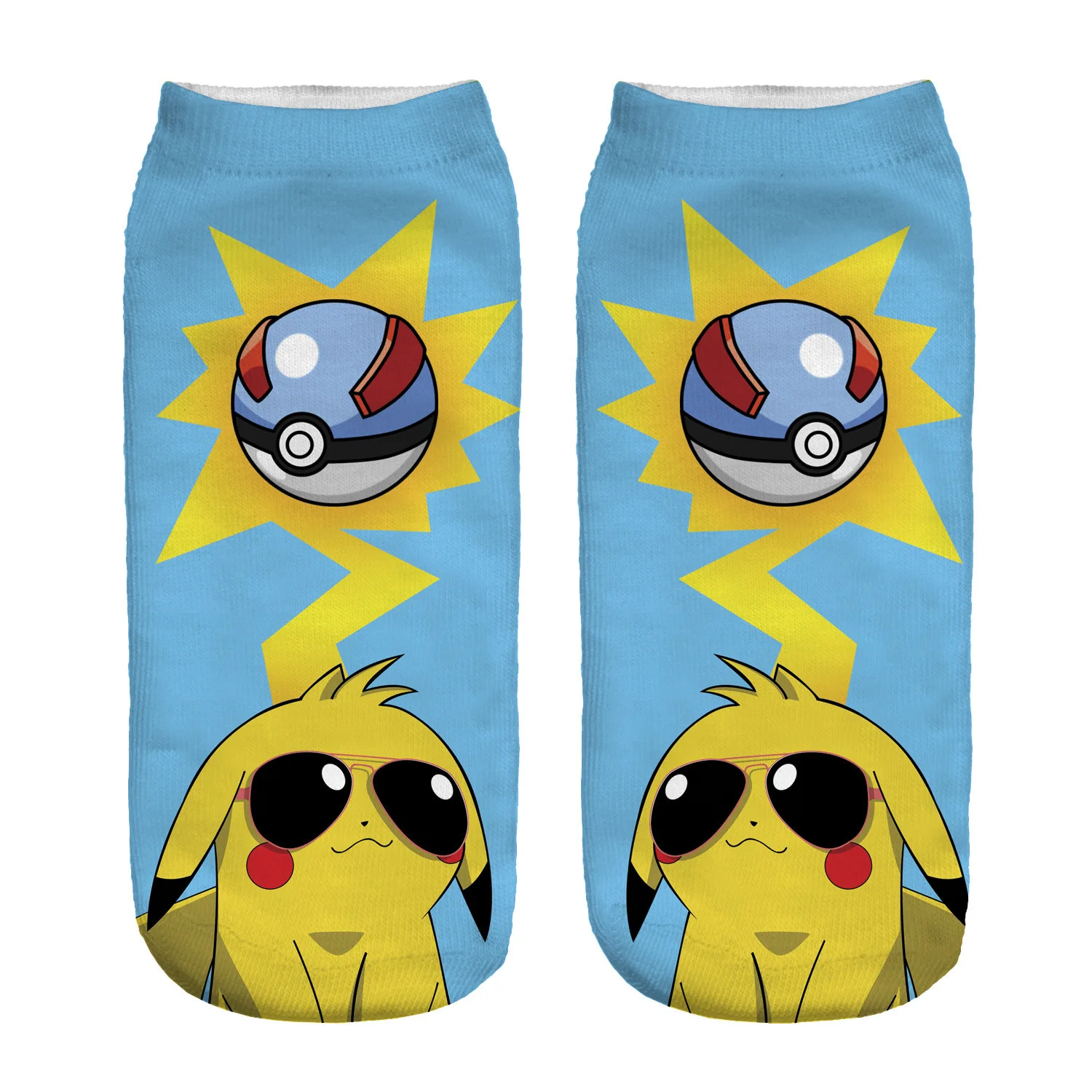 Kawaii Pokemon Pikachu Cartoon Printed Short Socks