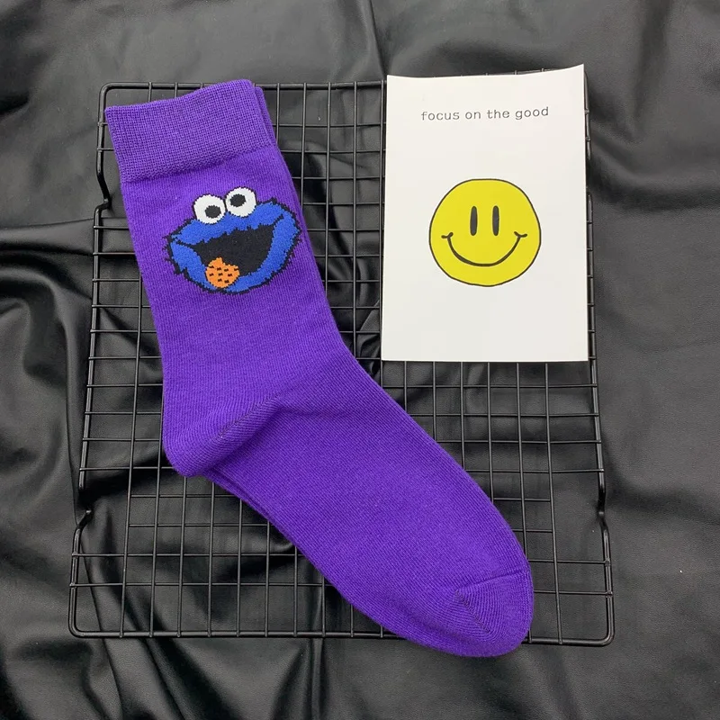 Kawaii Cartoon Elmo Cookie Monster Comfortable Cotton Socks