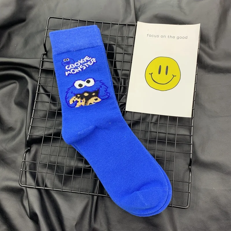 Kawaii Cartoon Elmo Cookie Monster Comfortable Cotton Socks