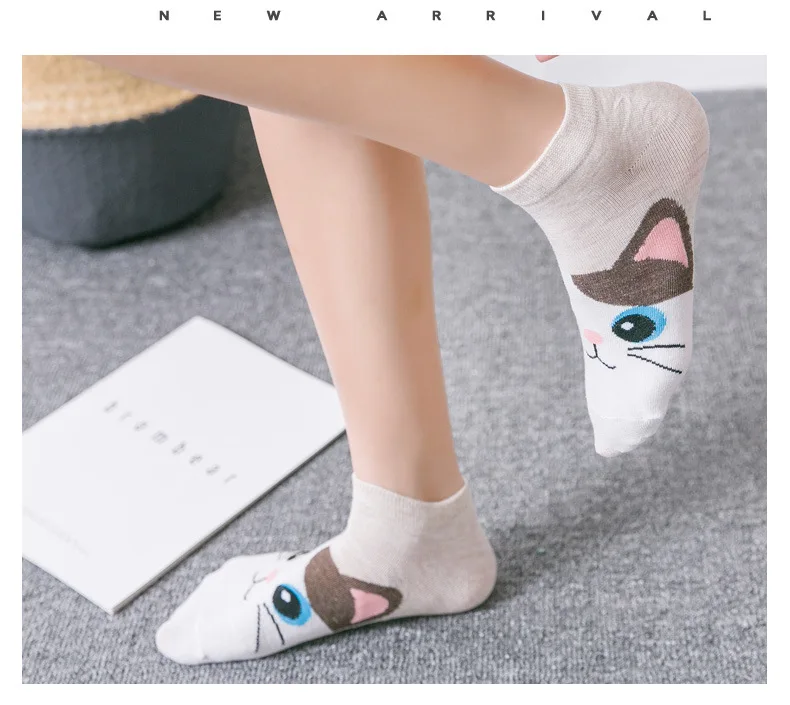 5 Pairs Kawaii Cartoon Funny Cat Duck Owl Breathable Ankle Socks