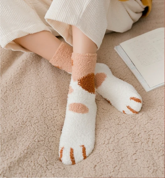 Kawaii Cat Paw Cartoon Thick Warm Socks