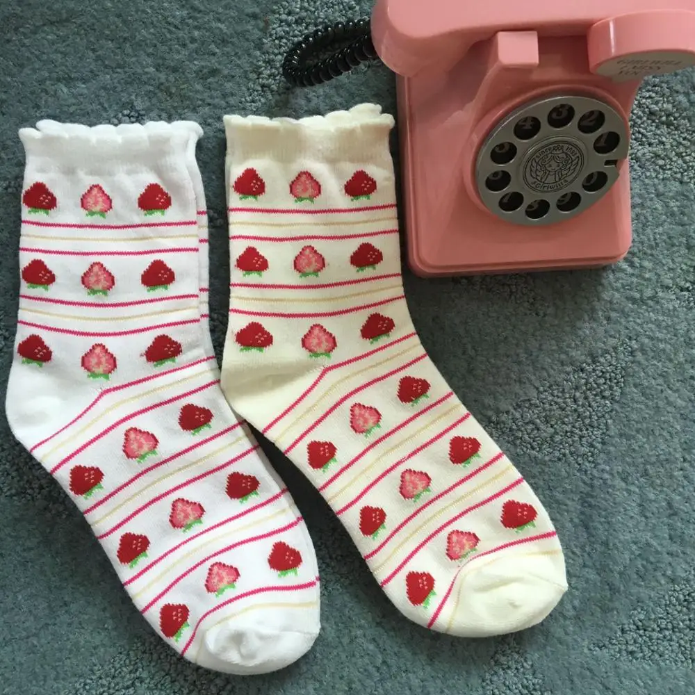 Lovely Sweet Strawberry Cotton Socks