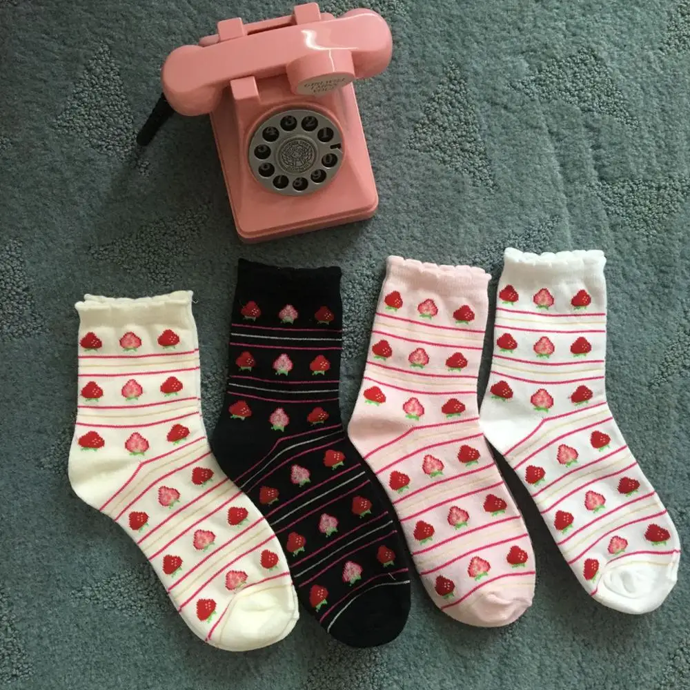 Lovely Sweet Strawberry Cotton Socks