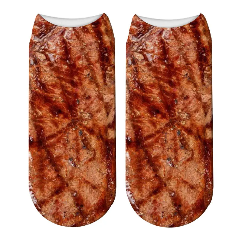 Kawaii 3D Printed Meat Steak Patterns Ankle Socks Kawaii 3D Printed Meat Steak Patterns Ankle Socks