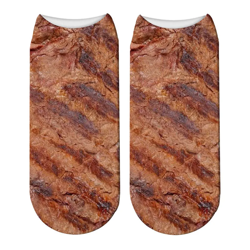Kawaii 3D Printed Meat Steak Patterns Ankle Socks Kawaii 3D Printed Meat Steak Patterns Ankle Socks