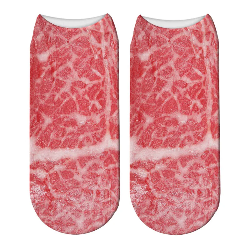 Kawaii 3D Printed Meat Steak Patterns Ankle Socks Kawaii 3D Printed Meat Steak Patterns Ankle Socks