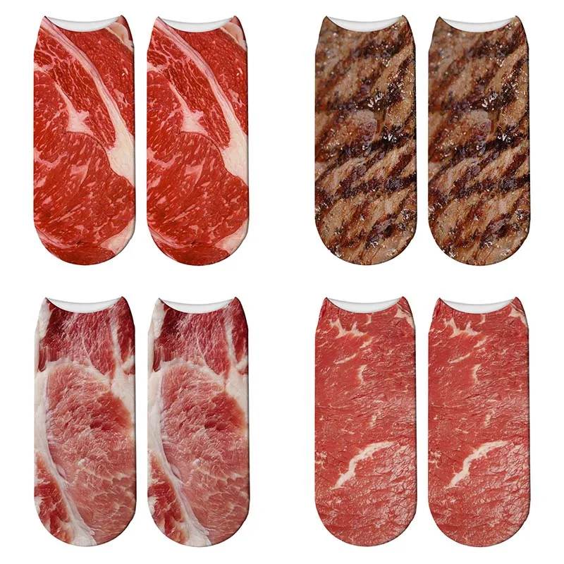 Kawaii 3D Printed Meat Steak Patterns Ankle Socks Kawaii 3D Printed Meat Steak Patterns Ankle Socks