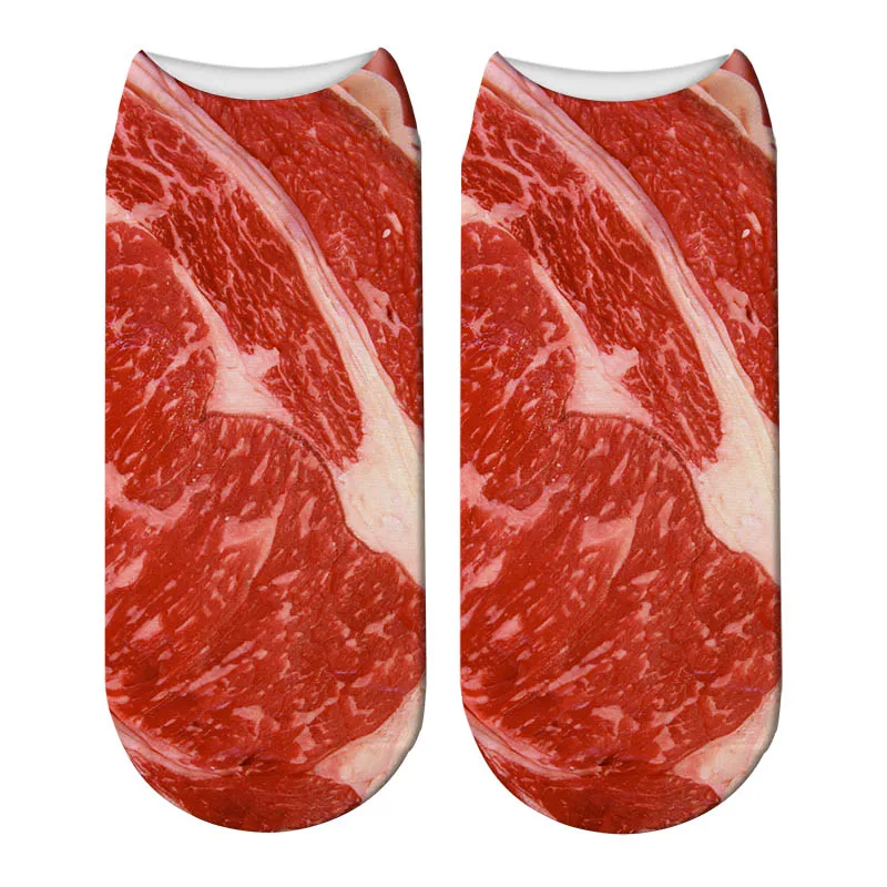 Kawaii 3D Printed Meat Steak Patterns Ankle Socks Kawaii 3D Printed Meat Steak Patterns Ankle Socks