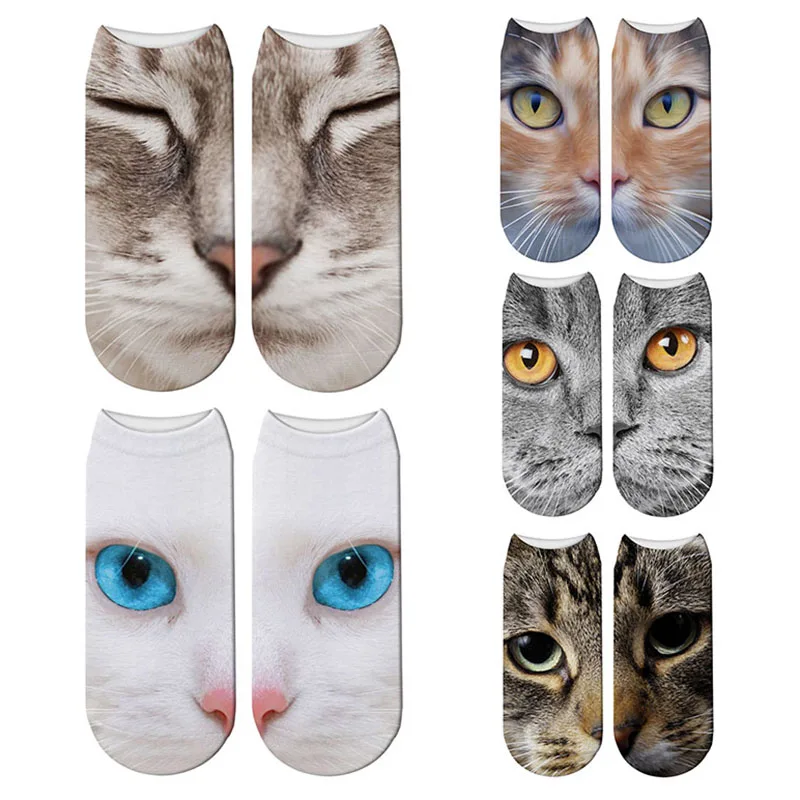 Kawaii Cat 3D Printed Low Cut Ankle Socks