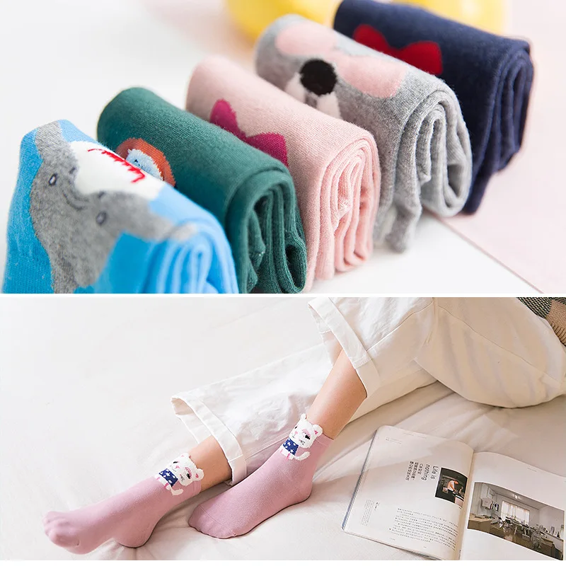 3D Cartoon With Ears Warm Colorful Socks