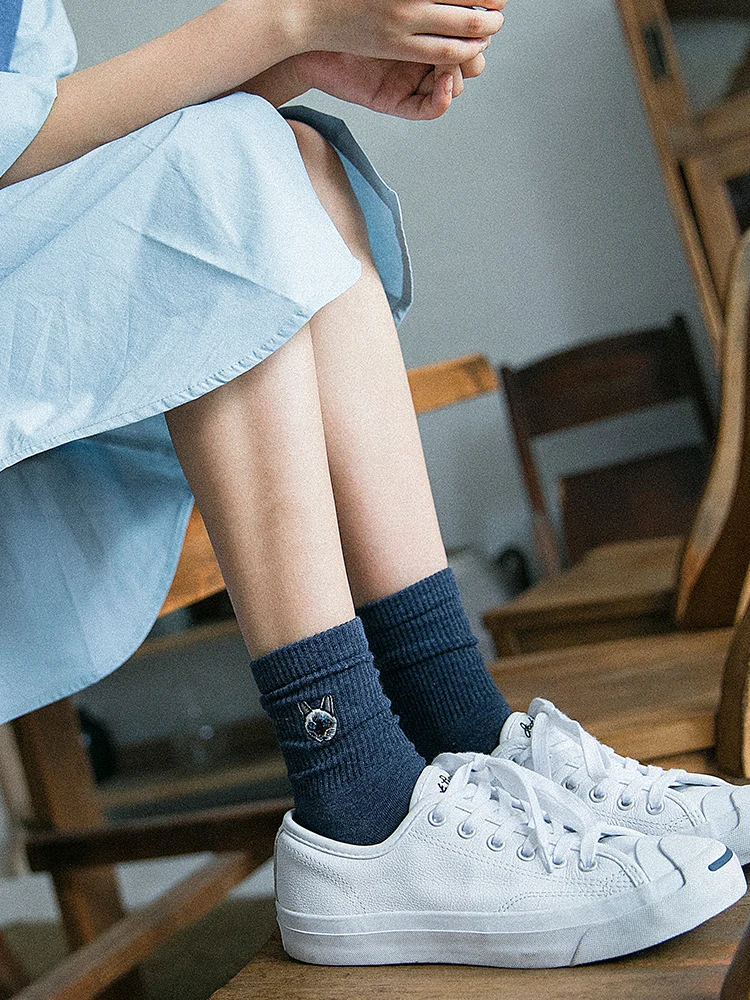 Cotton Embroidered Kawaii Cat Socks