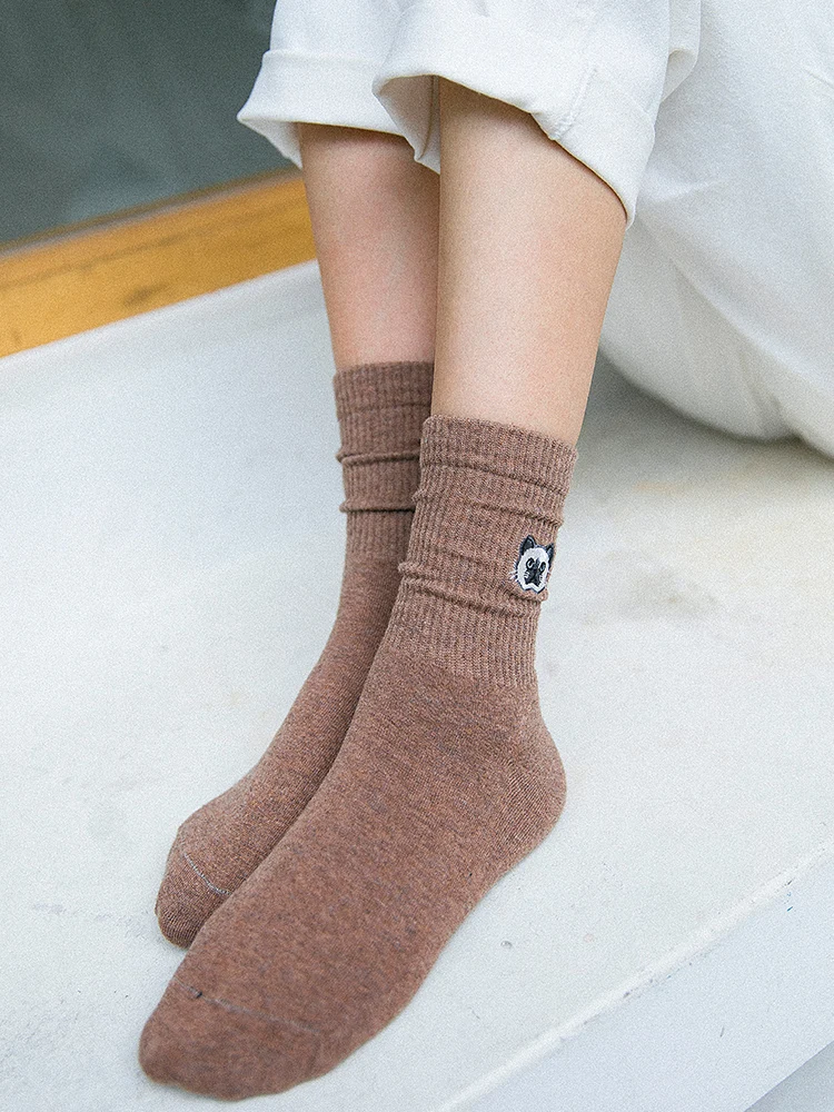Cotton Embroidered Kawaii Cat Socks