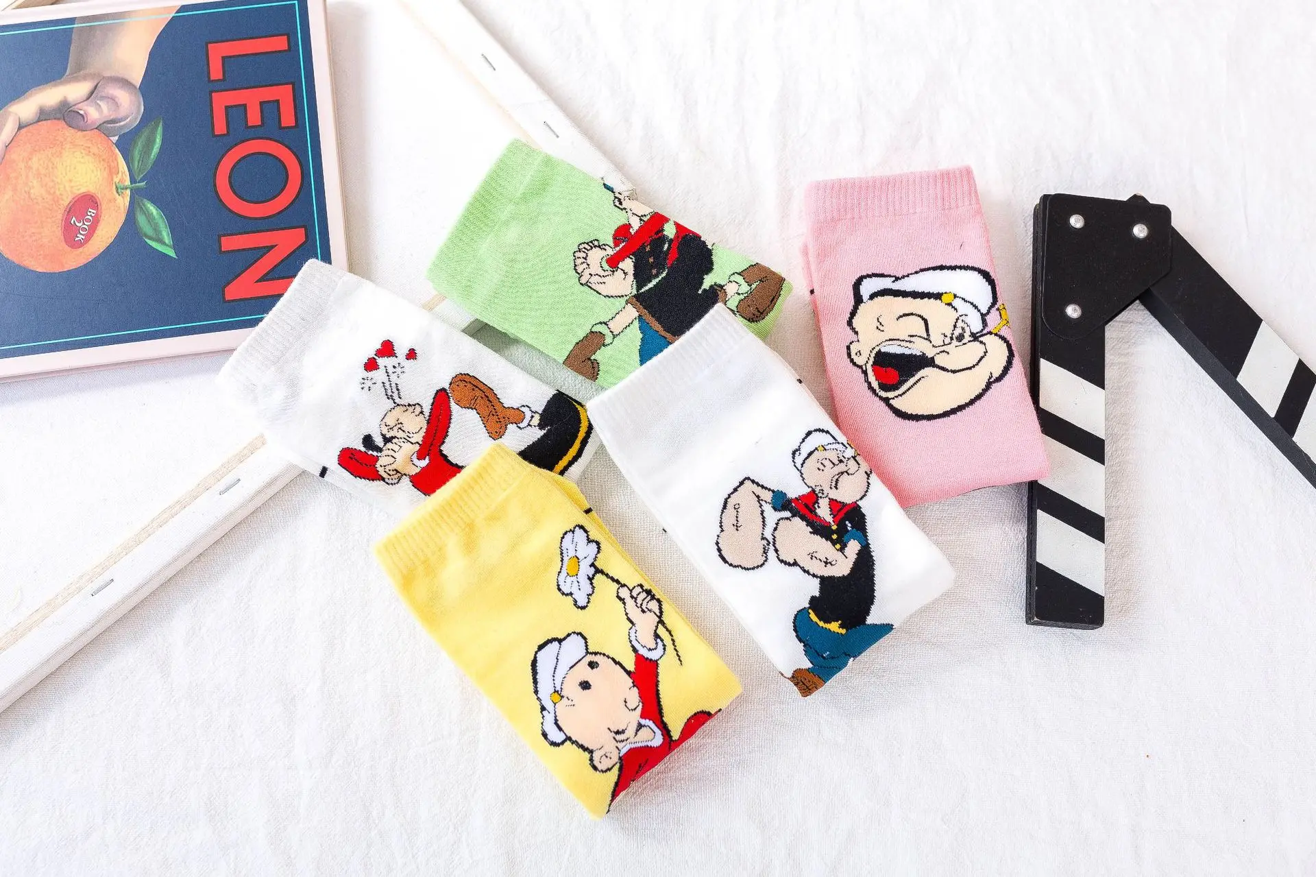Spinach Popeye Olive Cartoon Kawaii Short Socks