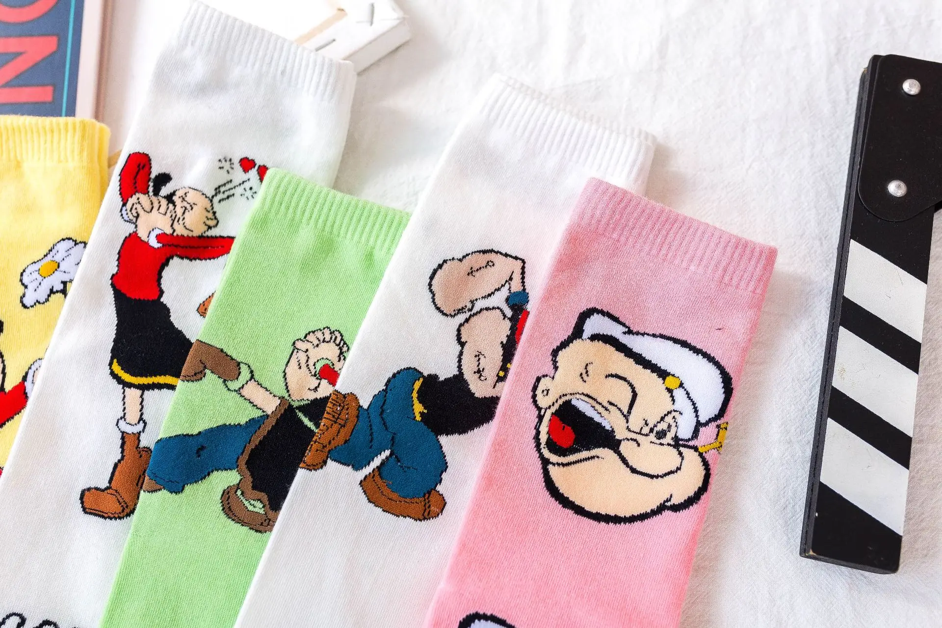 Spinach Popeye Olive Cartoon Kawaii Short Socks