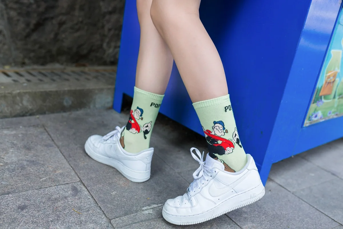 Spinach Popeye Olive Cartoon Kawaii Short Socks