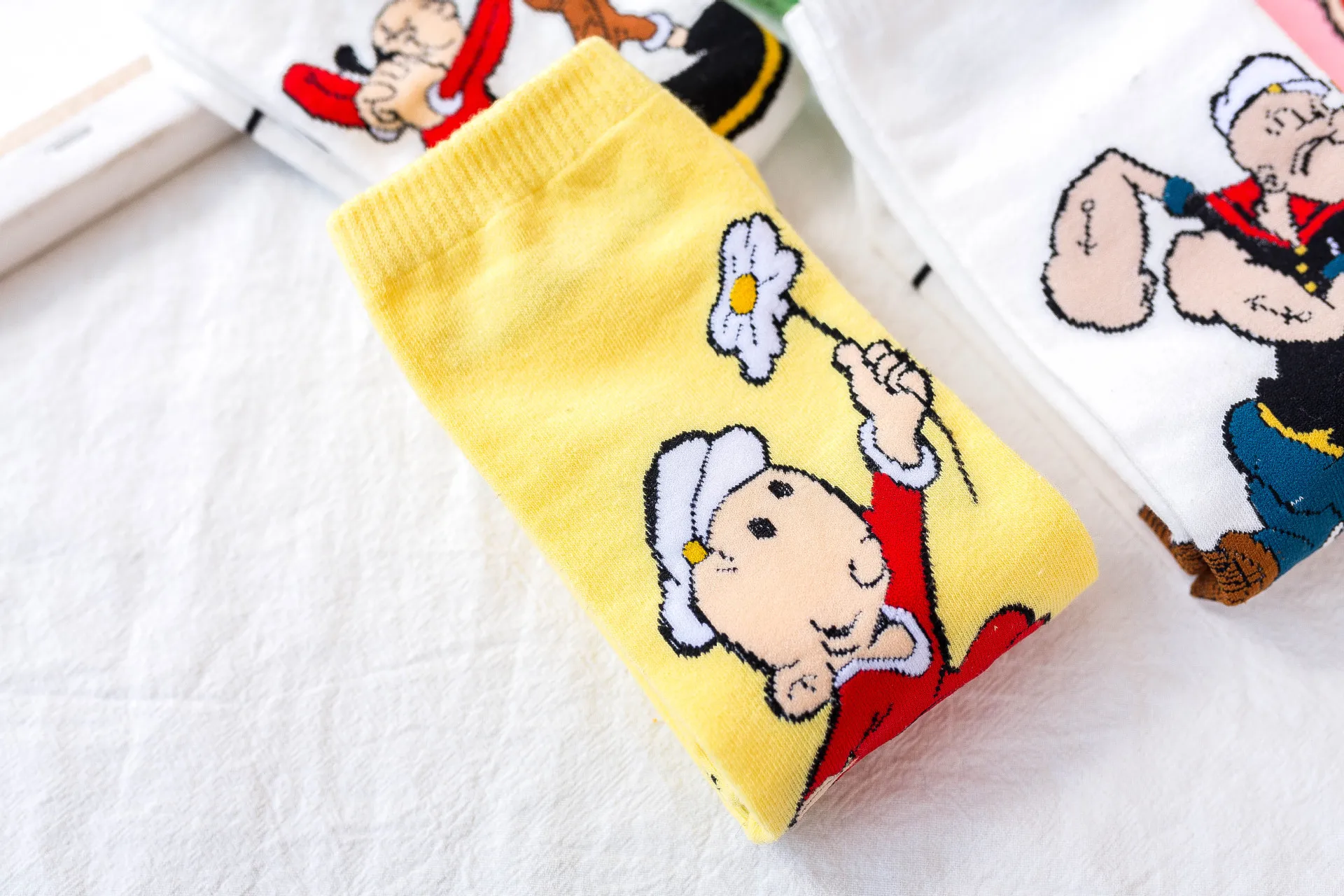 Spinach Popeye Olive Cartoon Kawaii Short Socks