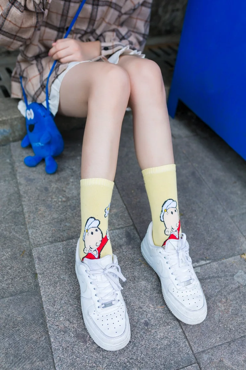 Spinach Popeye Olive Cartoon Kawaii Short Socks