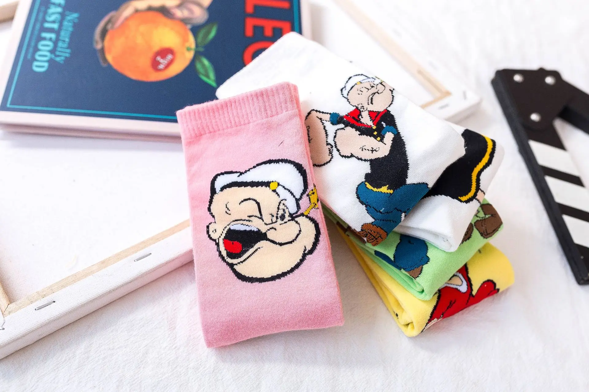 Spinach Popeye Olive Cartoon Kawaii Short Socks