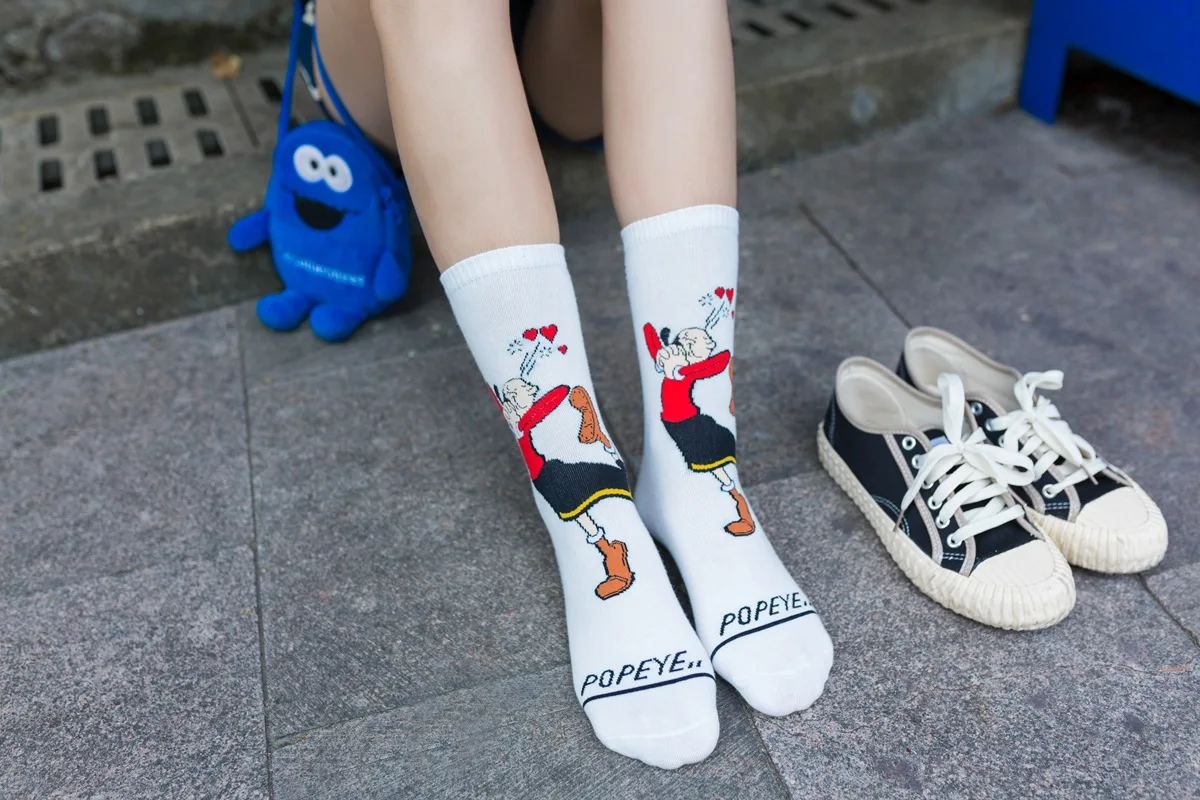 Spinach Popeye Olive Cartoon Kawaii Short Socks
