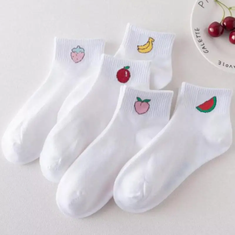 Kawaii Breathable & Comfortable Fruit White Ankle Socks