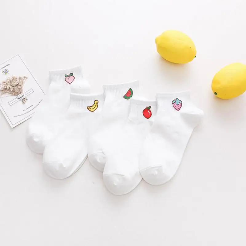 Kawaii Breathable & Comfortable Fruit White Ankle Socks