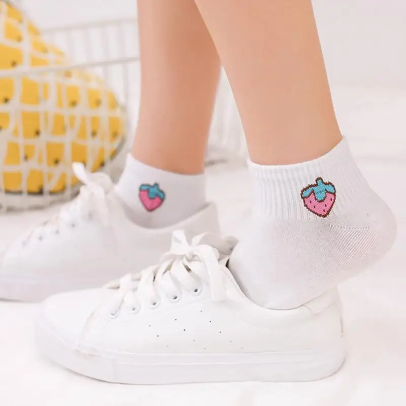 Kawaii Breathable & Comfortable Fruit White Ankle Socks