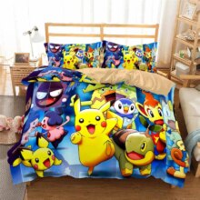 Pokemon Pikachu Cartoon Print Duvet Cover Bedclothes With Pillowcase Pokemon Pikachu Cartoon Print Duvet Cover Bedclothes With Pillowcase