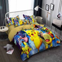 Pokemon Pikachu Cartoon Print Duvet Cover Bedclothes With Pillowcase Pokemon Pikachu Cartoon Print Duvet Cover Bedclothes With Pillowcase