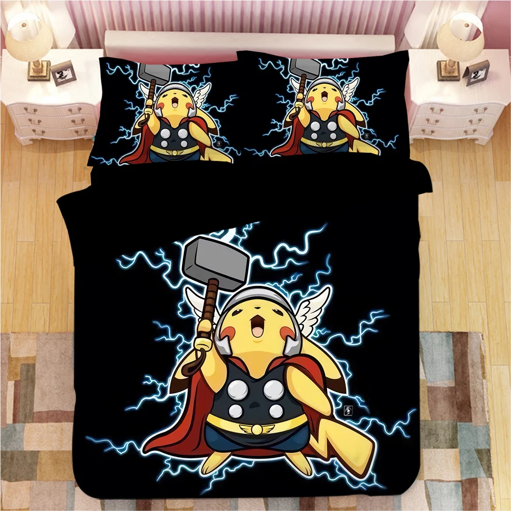 Cartoon Pokemon Pikachu Print Duvet Cover Bedclothes