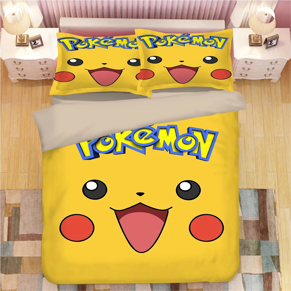 Cartoon Pokemon Pikachu Print Duvet Cover Bedclothes