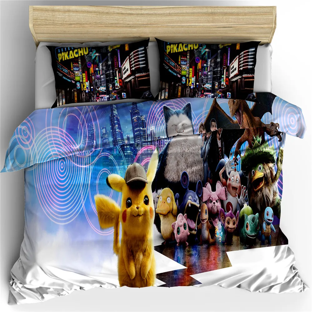 Kawaii Pokemon Cartoon Linen Bedding Set Kawaii Pokemon Cartoon Linen Bedding Set