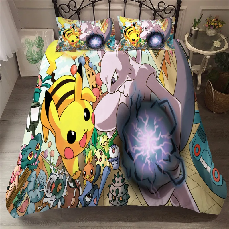 Kawaii Pokemon Cartoon Linen Bedding Set Kawaii Pokemon Cartoon Linen Bedding Set