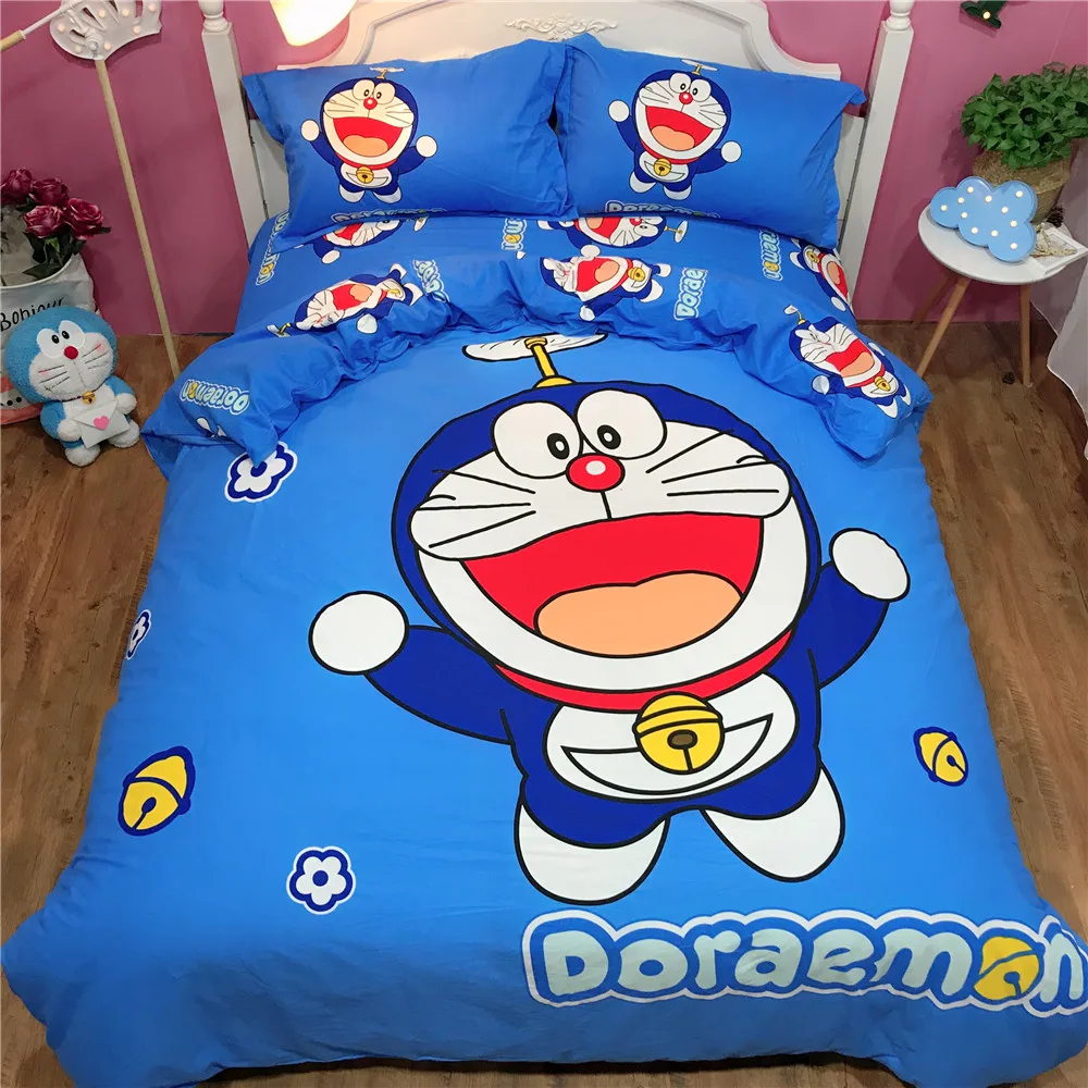 Cartoon Doraemon Duvet With Soft Kawaii Pillow Cases