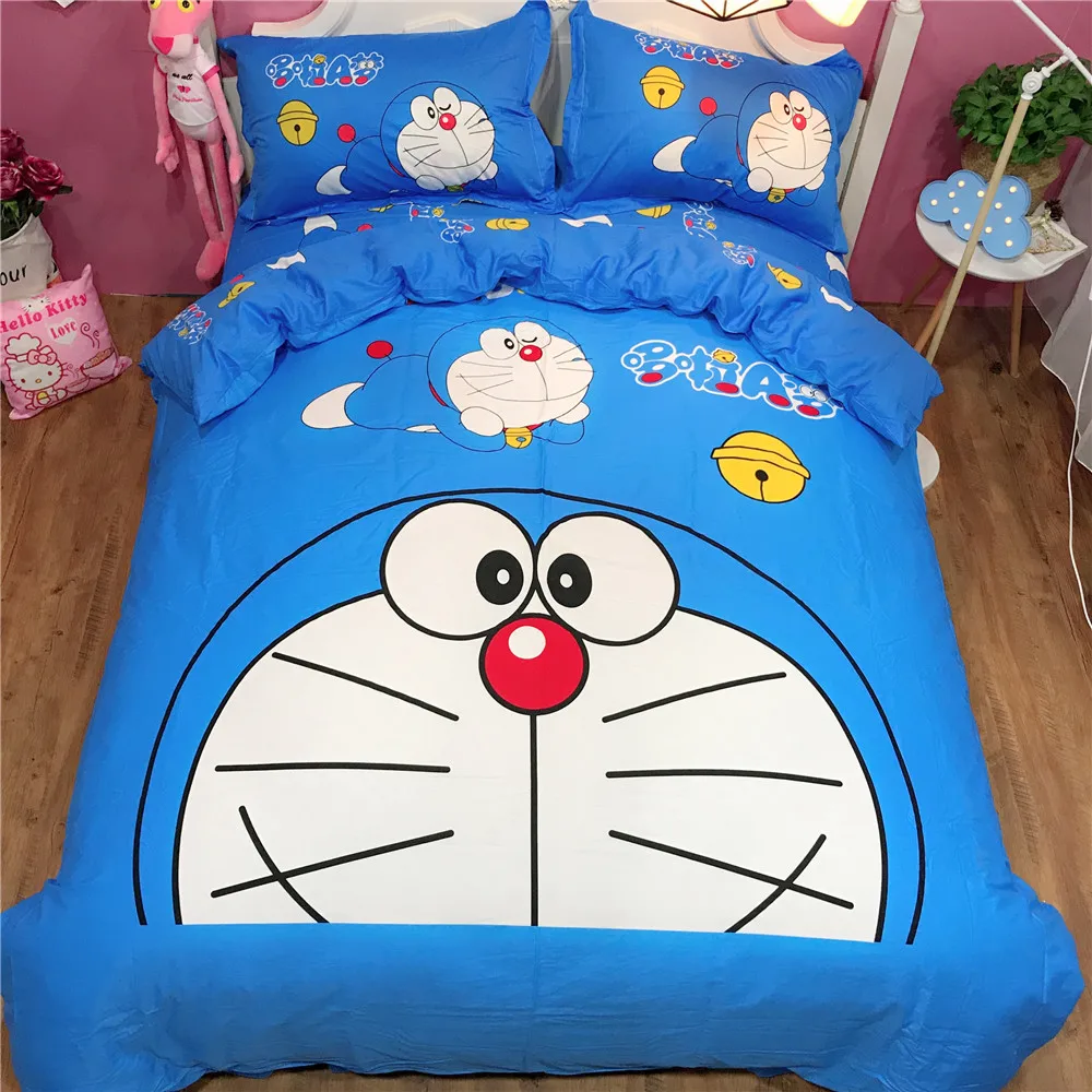 Cartoon Doraemon Duvet With Soft Kawaii Pillow Cases