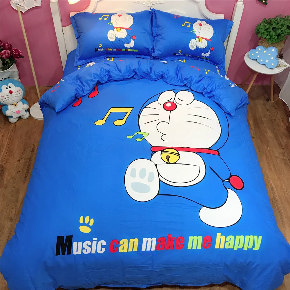 Cartoon Doraemon Duvet With Soft Kawaii Pillow Cases
