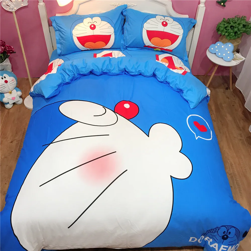 Cartoon Doraemon Duvet With Soft Kawaii Pillow Cases